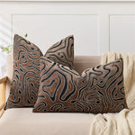 lot deux housses coussin chenille motif abstrait moderne canapé salon décoratif