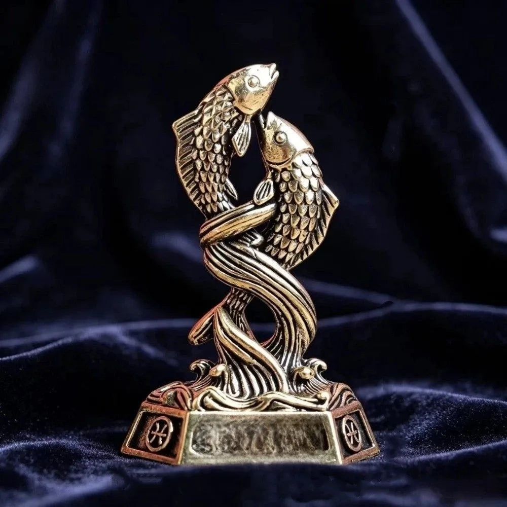 statues zodiacales bronze doré détaillées classiques signes astrologiques ornements décorations figurines