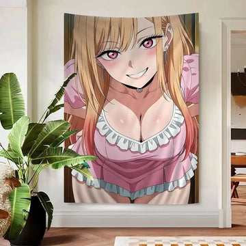 tapisserie murale anime fille manga décoration chambre poster tissu décoratif grande taille couleur
