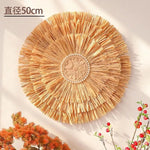 décoration murale boho chic circulaire motif floral rayures concentriques couleur beige blanc suspension murale