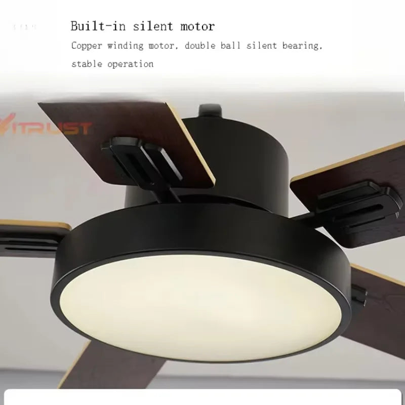 ventilateur lampe led blanc bois moderne télécommande 42 pouces minimalisteintérieur