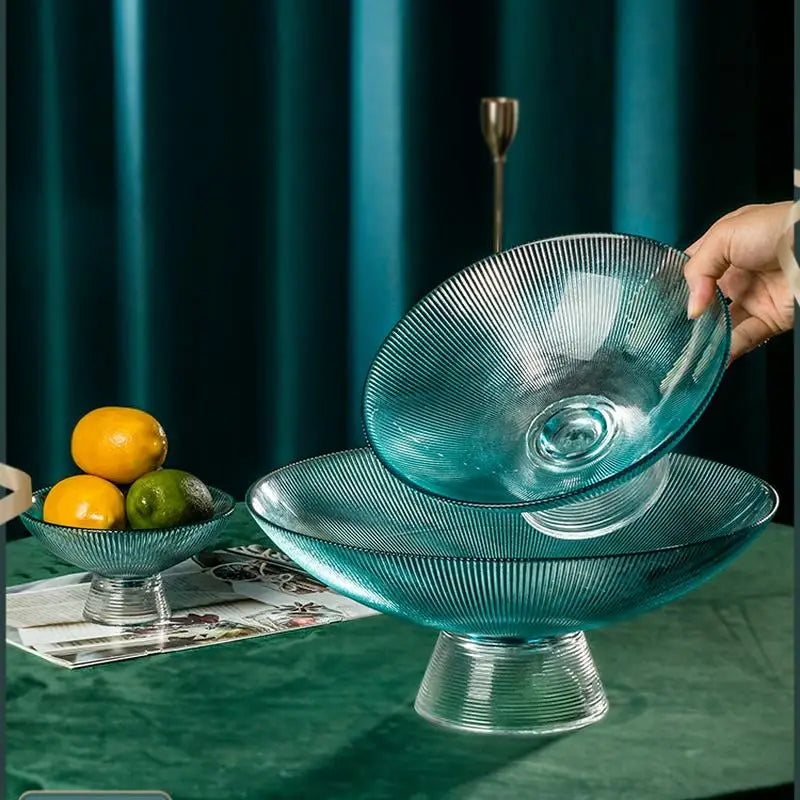 assiettes verre rayées vert clair moderne élégantes décoration table grande capacité