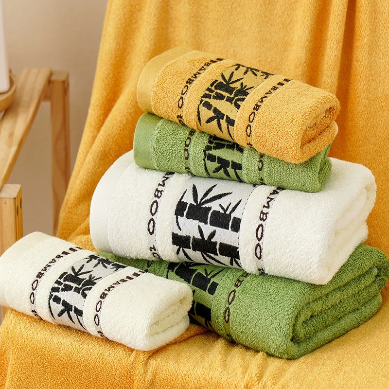 serviettes bain bambou absorption rapide serviettes toilette jaune doré vert blanc moderne