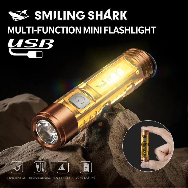 lampe torche led rechargeable usb transparente moderne 37g modes lumière camping hiking emergenc