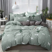 Housse de couette verte saige motif élan cerf arbre Noël Queen Size microfibre douce