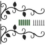 supports muraux plante suspendue noir feuilles stylisées vis piquets artisanal floral