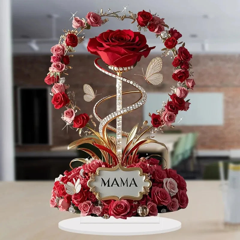 décoration florale arrangement roses tulipes strass élégante inscription mama ornement moderne