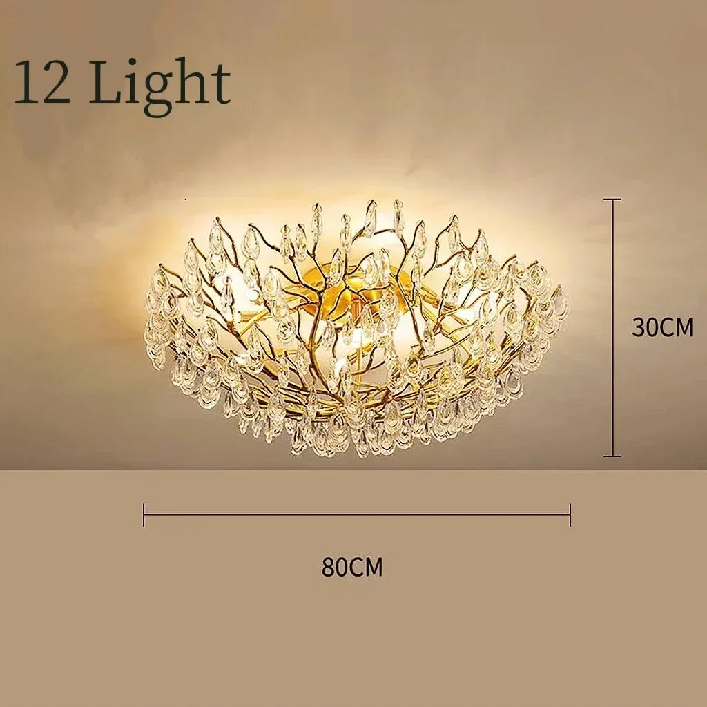 lampe moderne dorée transparentes branches élégantes LED 2000 82000 lumens 10 15 ampoules