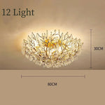 lampe moderne dorée transparentes branches élégantes LED 2000 82000 lumens 10 15 ampoules