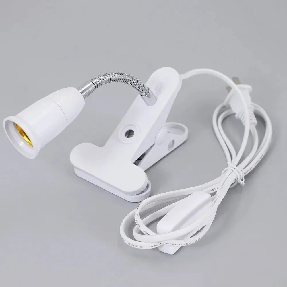 lampe flexible blanc moderne pinces ampoule E27 câble électrique 1640mm