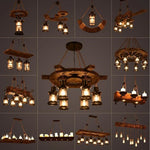 suspension lumineuse bois naturel ampoule filament industriel rustique verre translucide