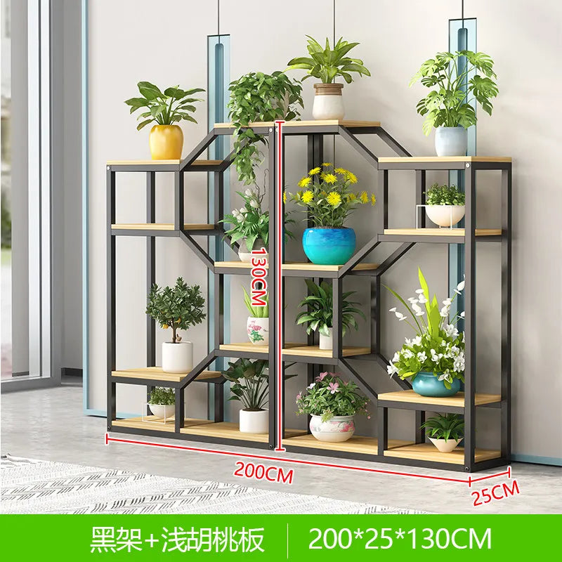 étagère modulaire métal bois industriel plantes d'intérieur pots fleurs blanc