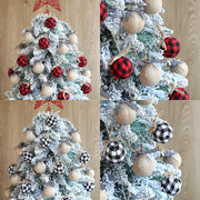 boules noel tissu carreaux rouge noir blanc deco sapin original farm house rustic festive
