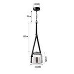 lampe suspendue moderne minimaliste noir gris transparent brillante chaîne métallique câble électrique chambre salon
