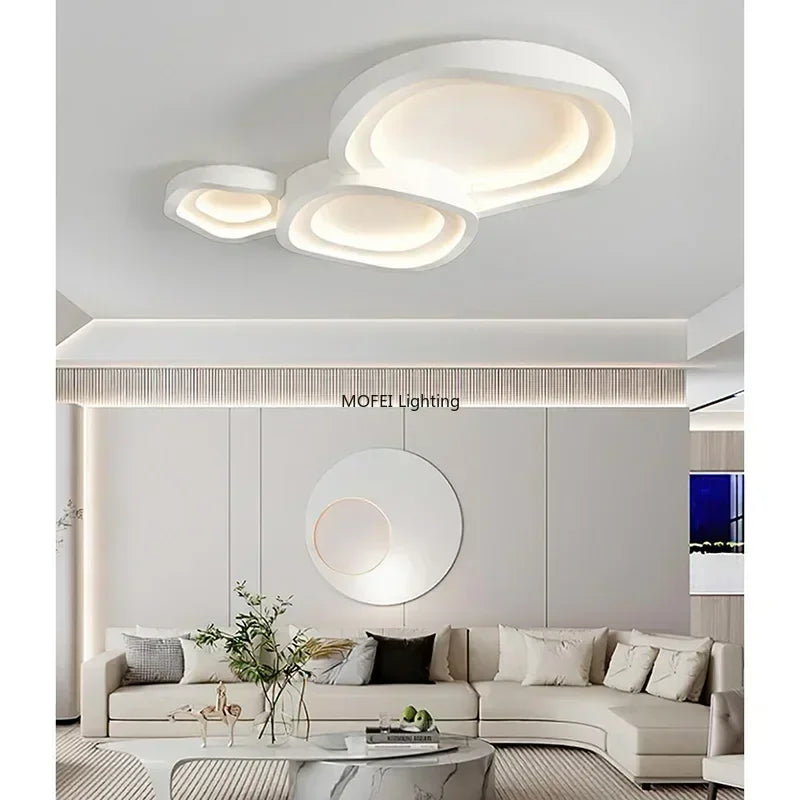 plafonnier led moderne blanc contemporain ovales opacité commandes tactiles