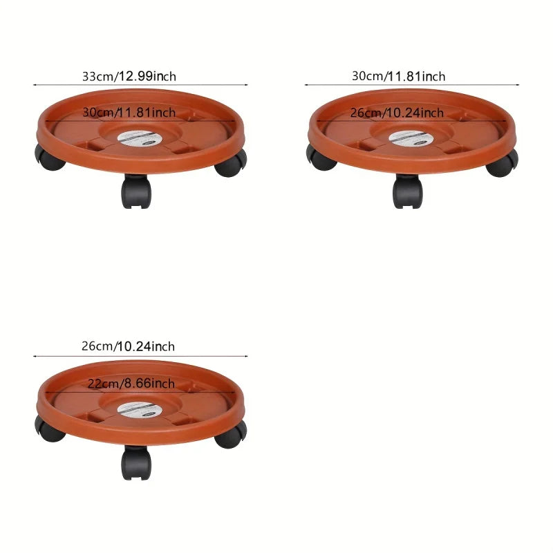 plateau fleur mobile orange pratique roulettes 33cm 30cm 26cm