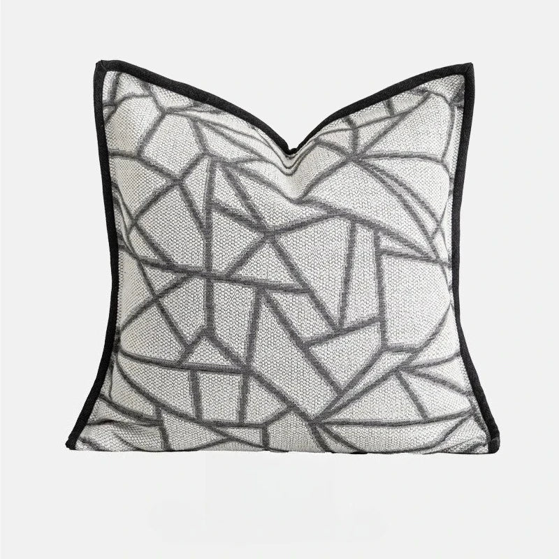taies d'oreiller géométriques coton lin blanc gris beige modernes élégantes carrées