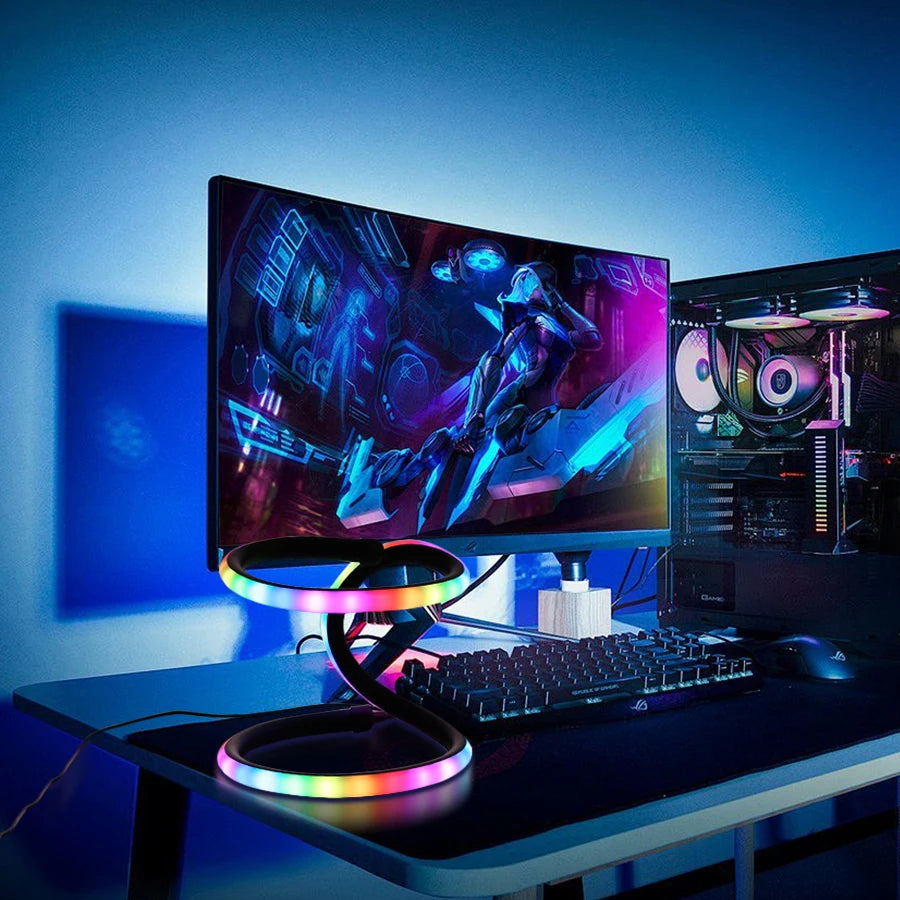 lampe led moderne noire télécommande lumière rvb usb minimaliste ambre adjustable