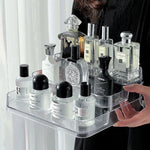 organiseur rangement transparent moderne maquillage parfum soins cosmétique deux étages acrylique multifonctionnelle
