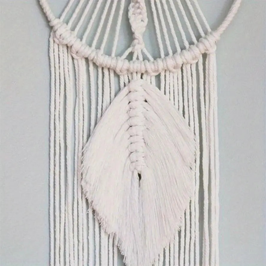 attrape rêves boho chic macramé plume franges beige clair noels réguliers chambre décoration