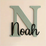 lettre décorative moderne nom personnalisé bleu clair élégante calligraphie occasion fête noël mariage anniversaire