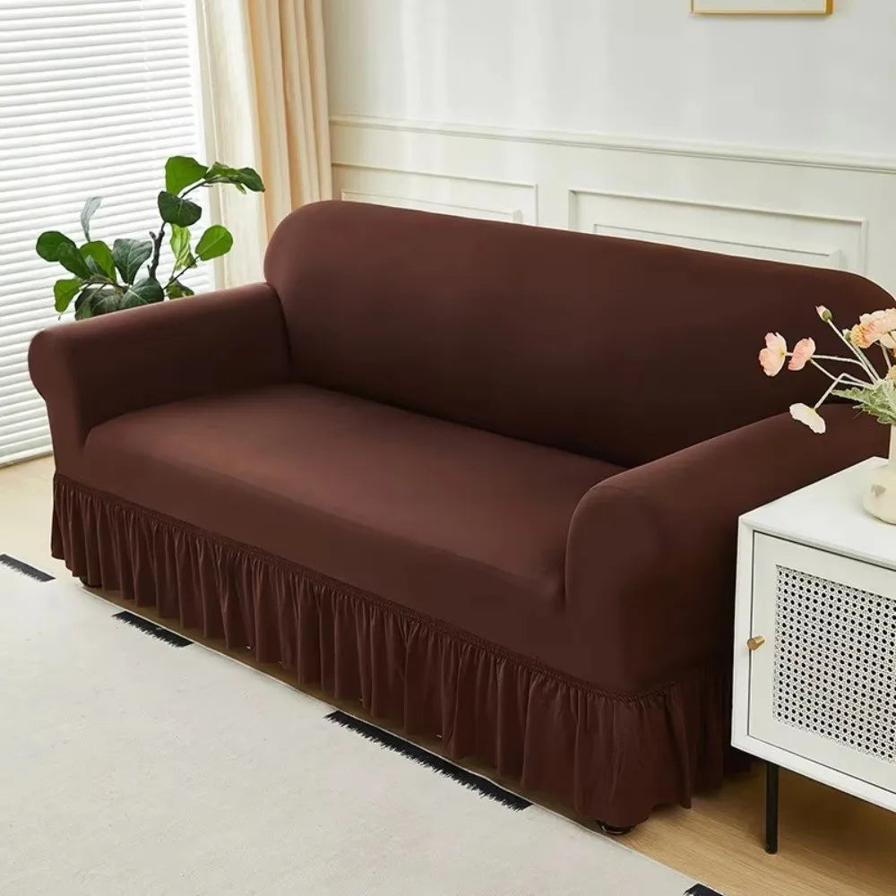 housse canapé extensible anti poussière moderne salon trois places couleur marron noir