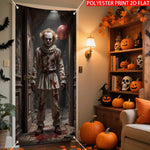 décoration murale halloween poster clown macabre citrouille squelette toile d'araignée gris rouge noire