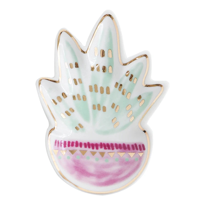 assiettes décoratives boho chic cactus main flamants roses motifs floraux vert blanc rose doré