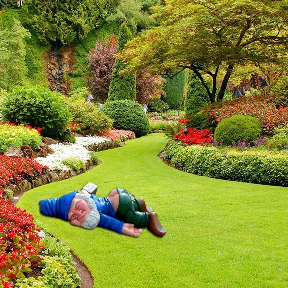 statuette lutin nain bleu vert réaliste comique jardin extérieur 12cm 15cm 18cm 24cm