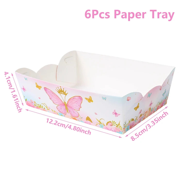 boîtes pop corn décoratives papillons rose violet doré fête anniversaire mariage baptême fille