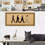 décoration murale bois clair beatles abbey road pop art vintage silhouettes murales