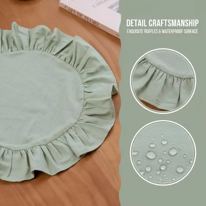 serviettes table modernes rustiques couleurs vert rose bleu clair volants douces soyeuses