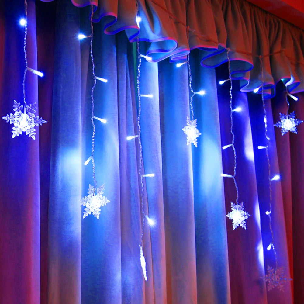 guirlande lumineuse flocons neige blanc multicolore moderne modes 3m5 96 led decoration festiveextérieurintérieur