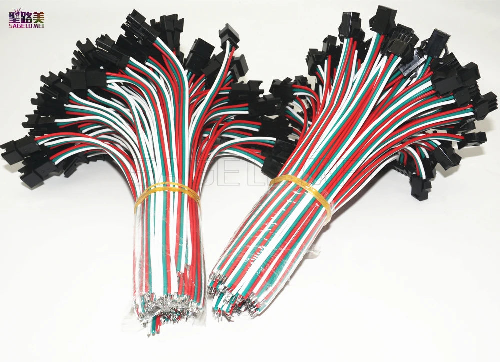 câbles électriques connecteurs led broches noir rouge vert bleu blanc