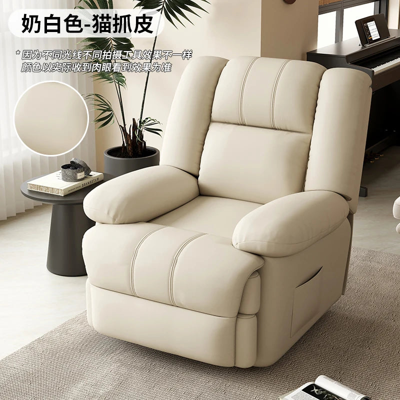 fauteuil relax contemporain cuir gris bois simple moderne poignées bouton commande