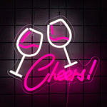 néon lumineux lettrage cheers vin lettres drink blanc rouge bleu rose moderne décoration chambre