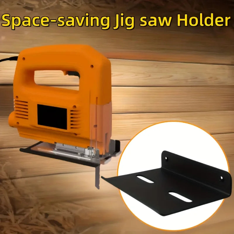 support mural scie sauteuse outils manuels rangement industriel noir orange jaune utilitaire multifonction métal