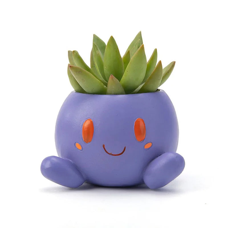 pot fleurs kawaii résine violet orange succulente écheveria décoration maison pokémon wobbluff
