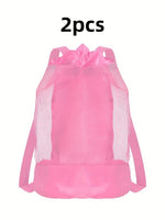 sac dos réutilisable polyestère maille rose bleu vert clair moderne fermeture éclair poche cordon
