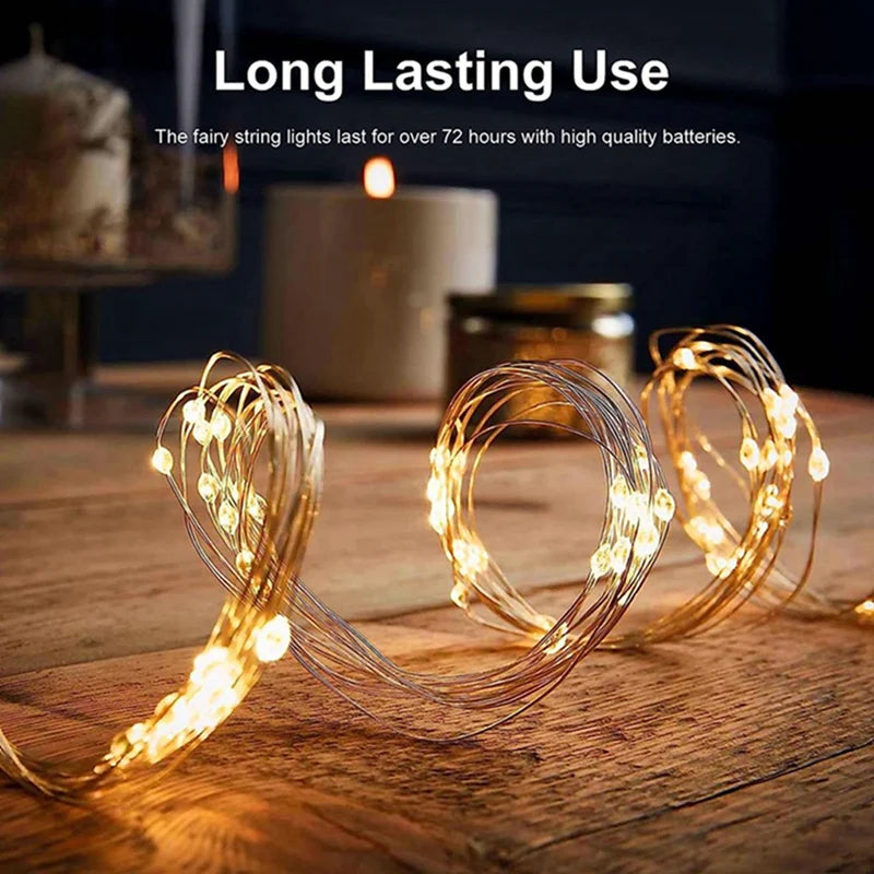 guirlande lumineuse fil cuivre led blanc doré modes batterie usb moderne décorationextérieurintérieur 100led