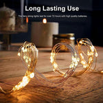 guirlande lumineuse fil cuivre led blanc doré modes batterie usb moderne décorationextérieurintérieur 100led