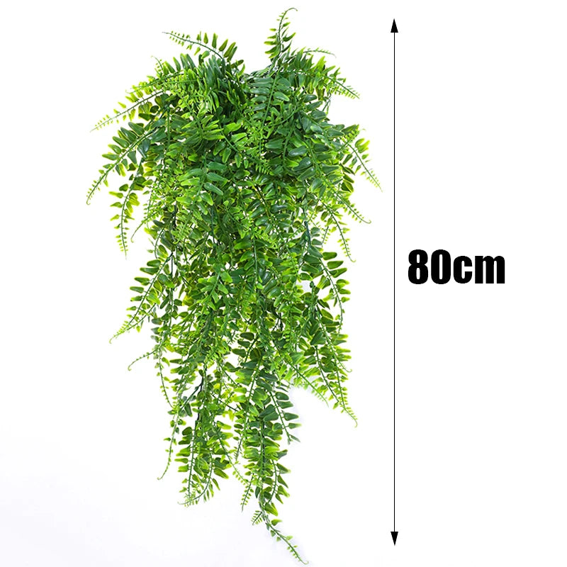 plantes artificielles suspendues feuilles vertes modernes décoratives extérieures accrochées ovales veinées opaques vivantes