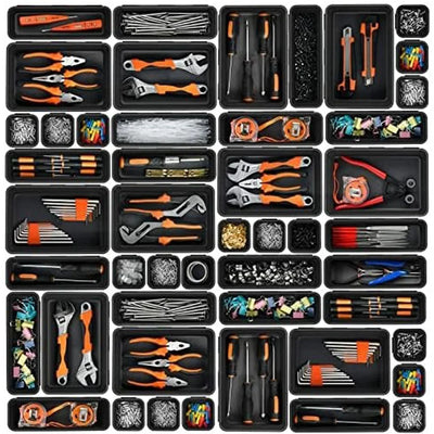 Set de 32 organisateurs de tiroir en plastique, 3 tailles, blanc