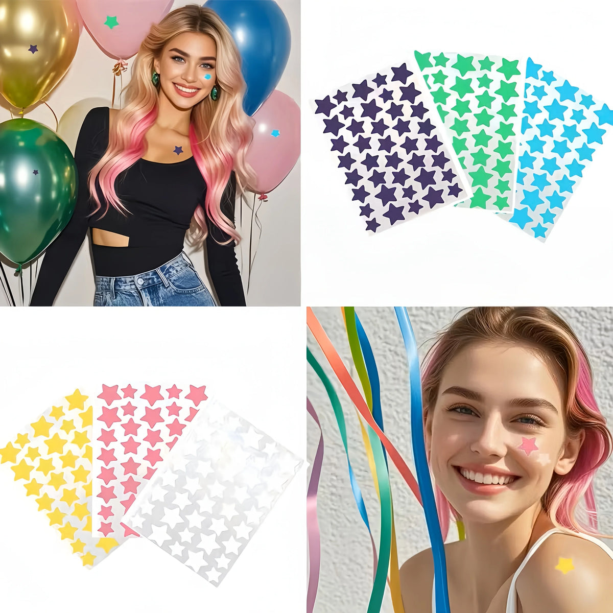 stickers étoiles violet vert bleu jaune noir rose adhésifs décoratifs pack 160pcs 320pcs 40pcs