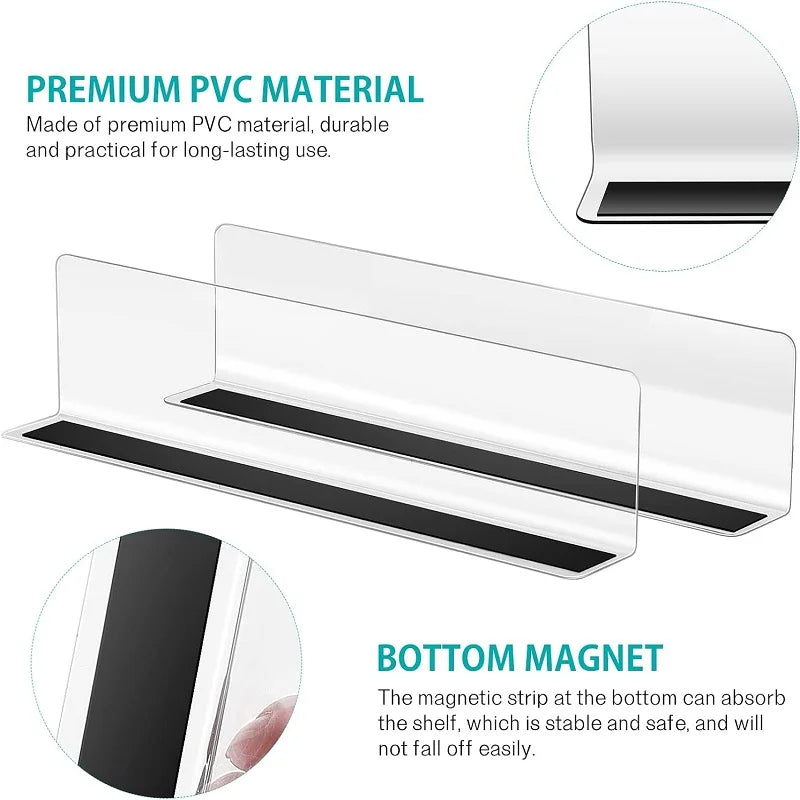 séparateurs étagères magnétiques transparents plastique pvc réutilisables modernes pièces salon respectueux environnement