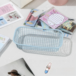 paniers métalliques maille moderne bleu rose jaune blanc organisateurs empilables multifonctionnels