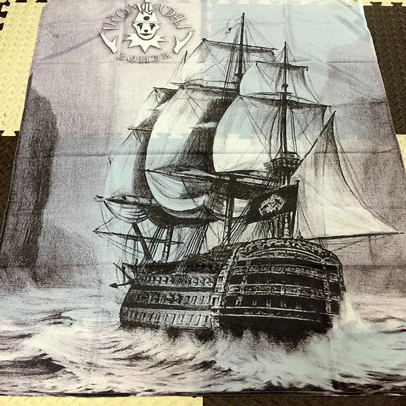 bannières décoration murales art navalpaque waterproofoilustration navire guerreréalistenoir blanc gris