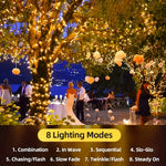guirlande lumineuse solaire extérieure 100 led blanc chaud mode fixation piquet panneau solaire modes