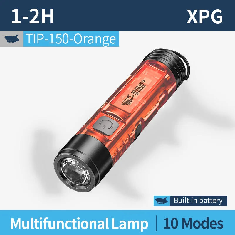 lampe torche led rechargeable usb transparente moderne 37g modes lumière camping hiking emergenc