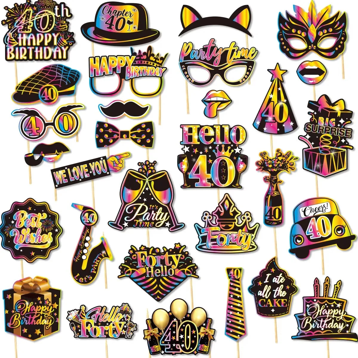 masques fête multicolores holographiques anniversaire noir blanc piquets variété motifs festive